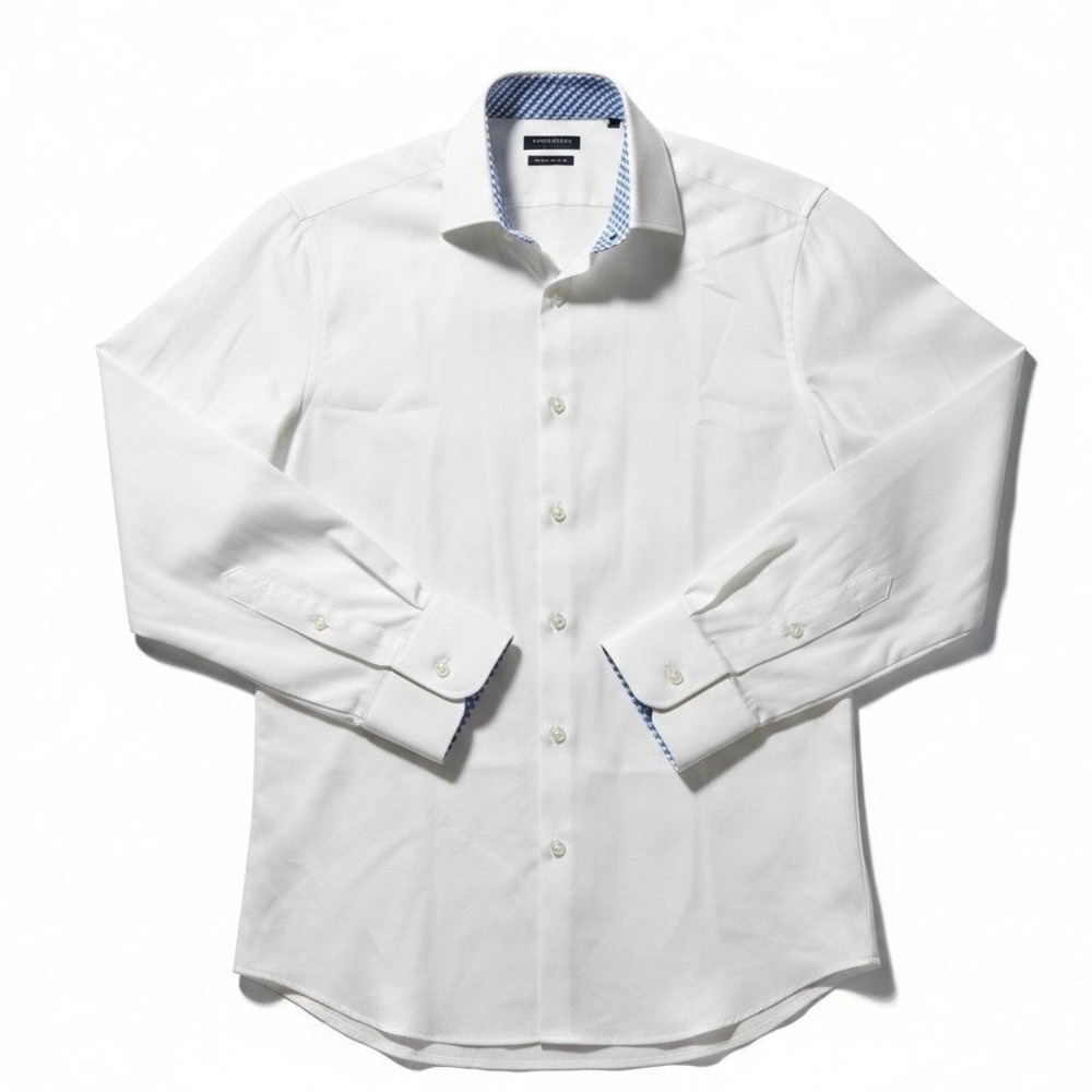 Tailorbyrd Collection White Non Iron Trim Fit Dress Shirt Men's 16 34/35 Gingham